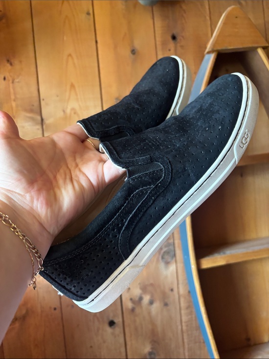 UGG Shoes - UGG Black Perforated Slip-On Suede Sneakers